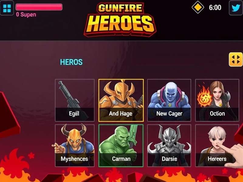 Gunfire Heroes hero selection screen